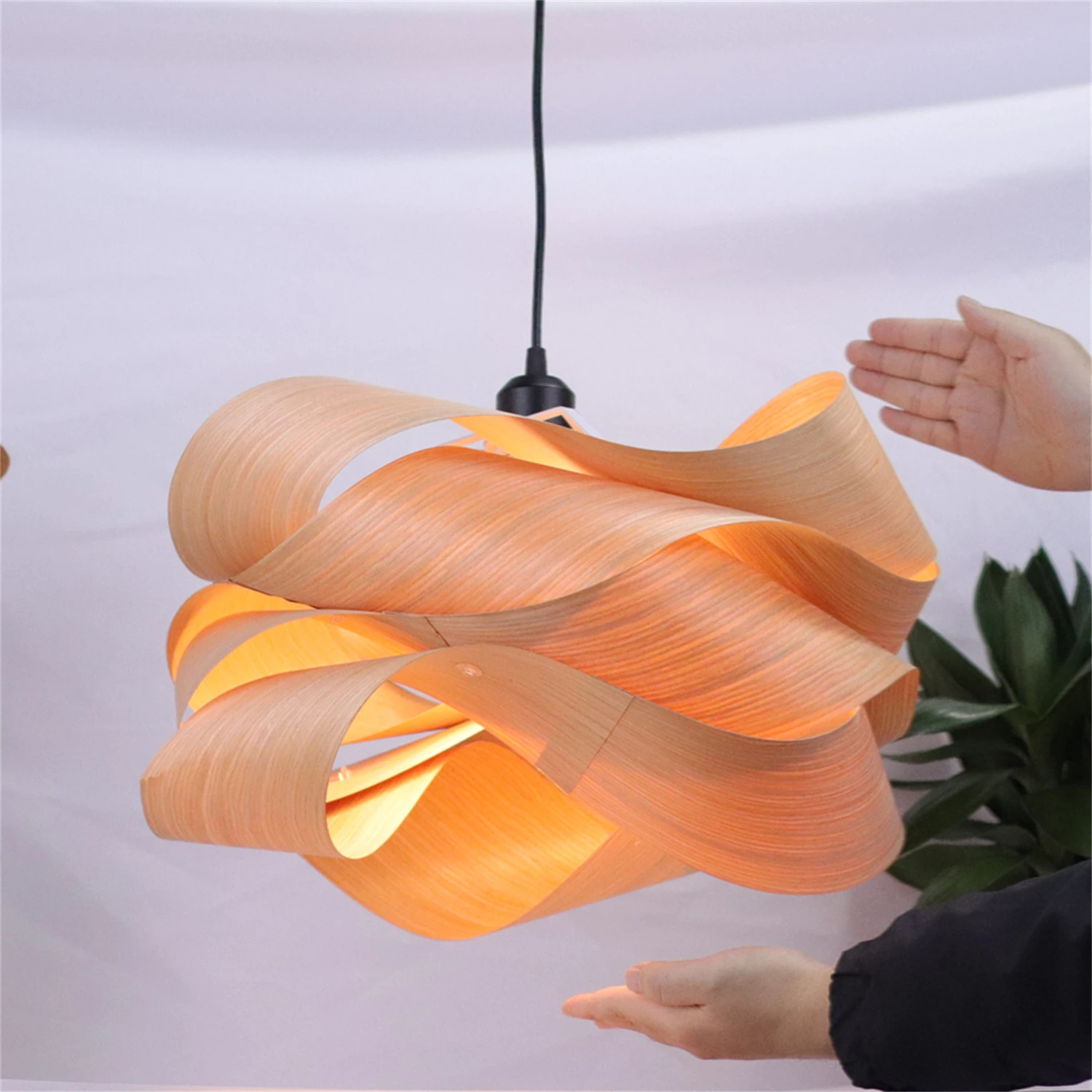 

JOYINLED Simple Wooden Pendant Lights Wood Veneer Chandelier 45/60cm Hanging Lamp LivingRoom Bedroom Ceiling Lighting Restaurant