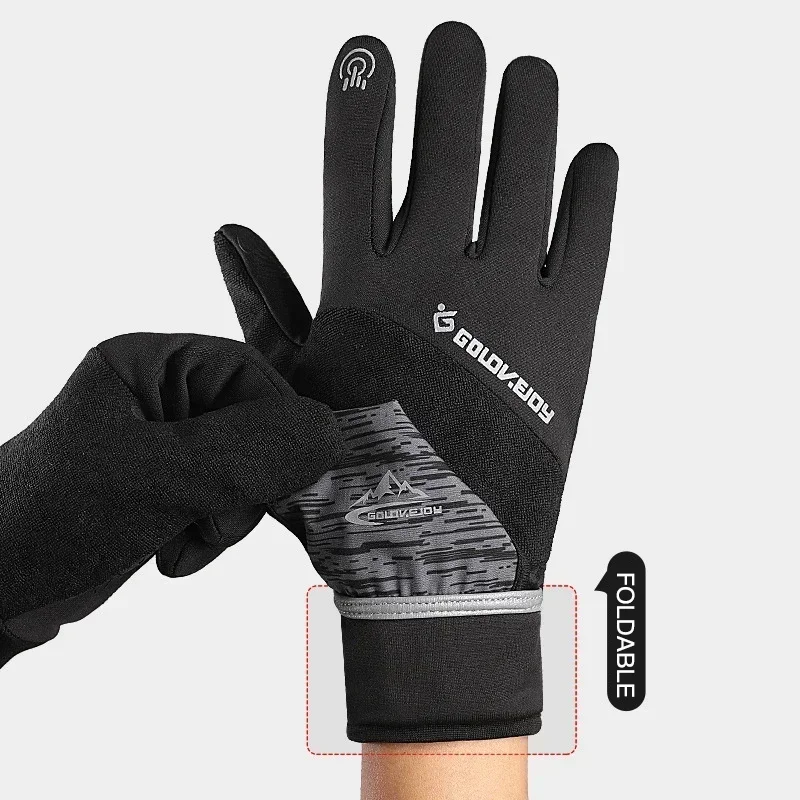 Guanti da pesca da escursionismo da corsa riflettenti caldi invernali 2 in 1 Guanti da sci da snowboard antiscivolo antivento con touch screen