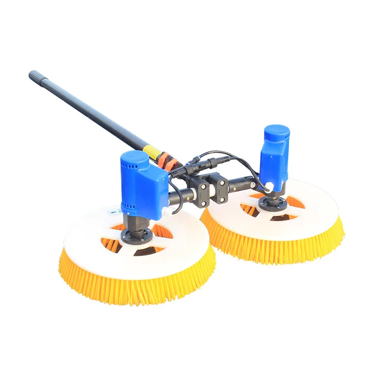 Double Headed Electric Solar Panel Brush with Nylon Bristles for High-Efficiency Dry and Water Cleaning up to 5000 Sqm Day