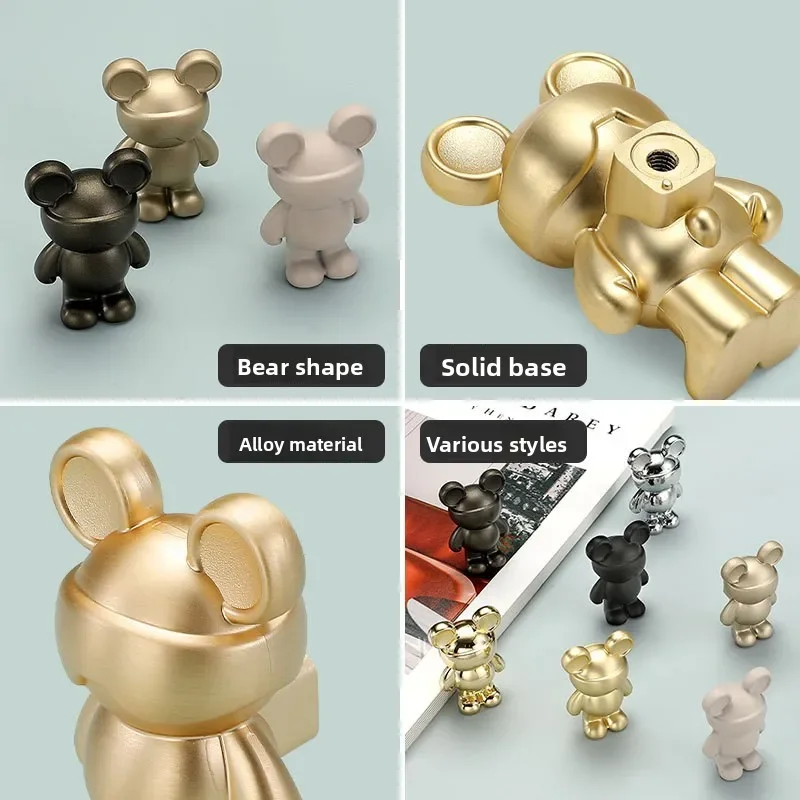 Cute Cartoon Children's Room Drawer Kitchen Cabinet Wardrobe Door Handle New Bear Personalized Creative Cabinet Door Handle