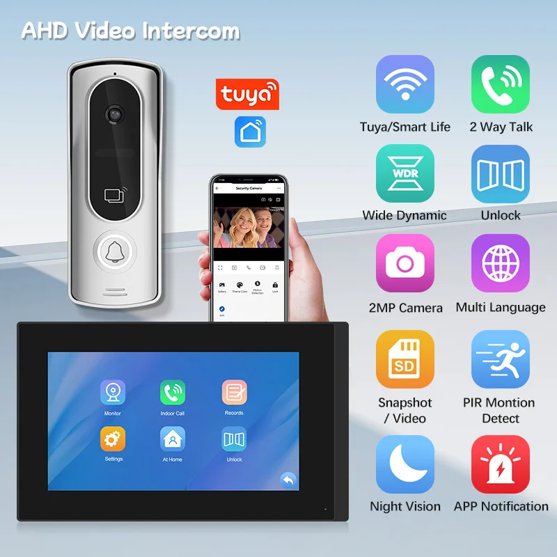 AHD Graffiti Tuya Smart WIFI Video Intercom Doorbell Supports Unlocking, Night Vision, 2MP Camera