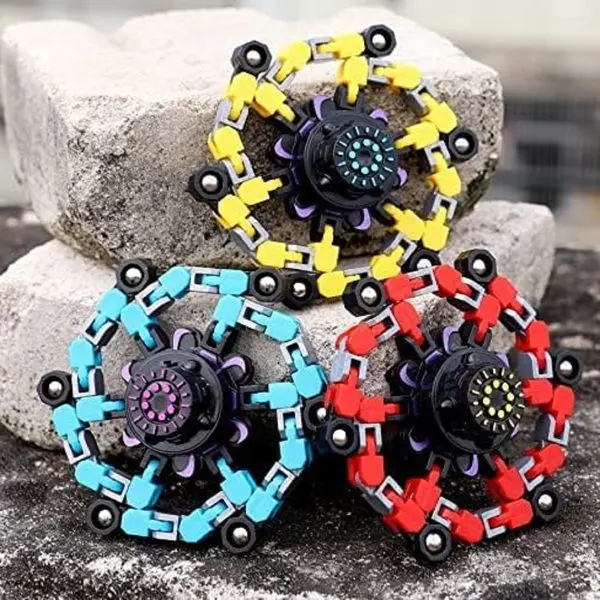 8-pack vervormbaar fidget-robotspeelgoed - ABS-kunststof draaiende gyro voor kinderen, doe-het-zelf vervormbare robotvingertopspinner voor stressverhouder