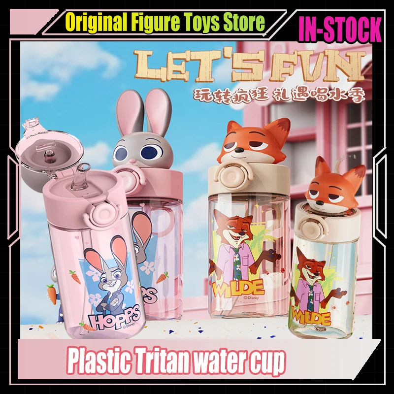

Disney Zootopia Tritan BPA-Free Cartoon Anime Kids Water Bottle 600ml Cute Animal Print Leakproof Straw Cup School Outdoor