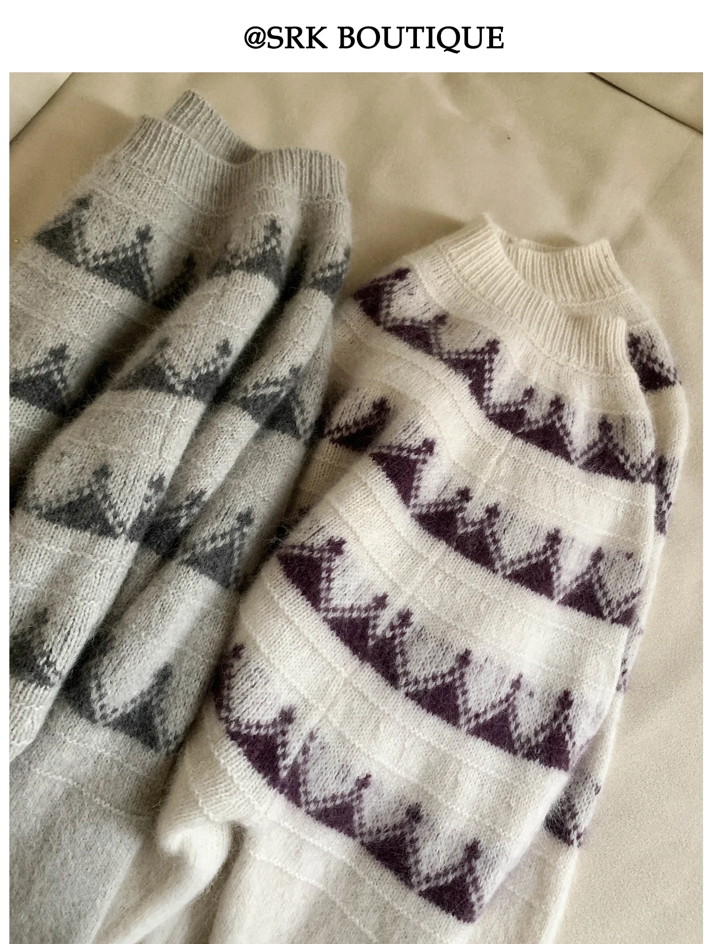 

SRK Wool Fair Isle Knit Sweater round Ne Lightweight Soft Autumn Winter New Sle Women's Faion Retro Sle Long Sve Top