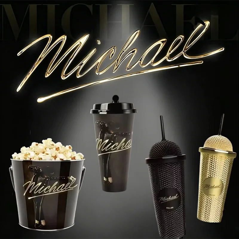 Auténtico Michael Jack Son Superstar Road Microphone Styling Cup, Vaso para agua, Sombrero, Vaso de estilo, Vaso tipo cubo Popcorn Valley