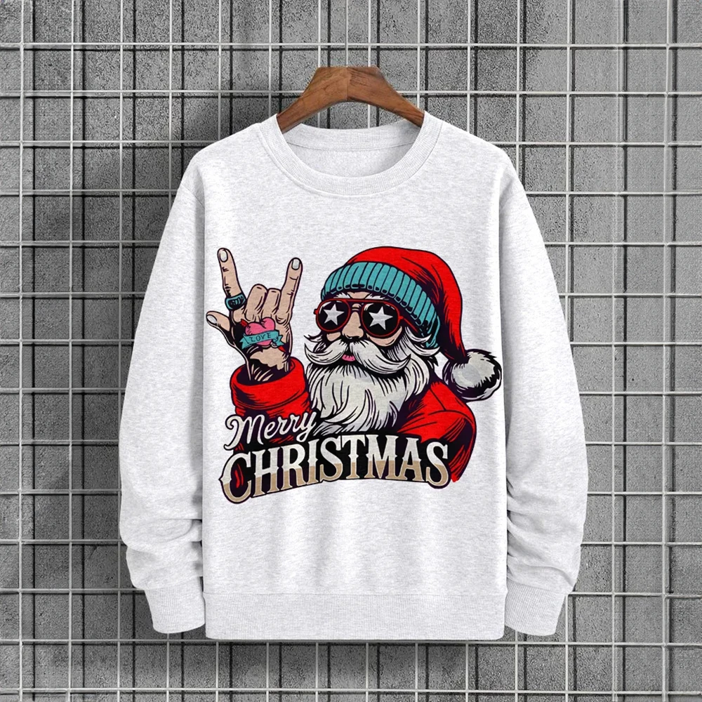 

Merry Christmas Men's Hooded Sweatshirts Funny Santa Claus Printed Hoodies Casual Loose Long Sleeves Oversized Men Clothing Tops