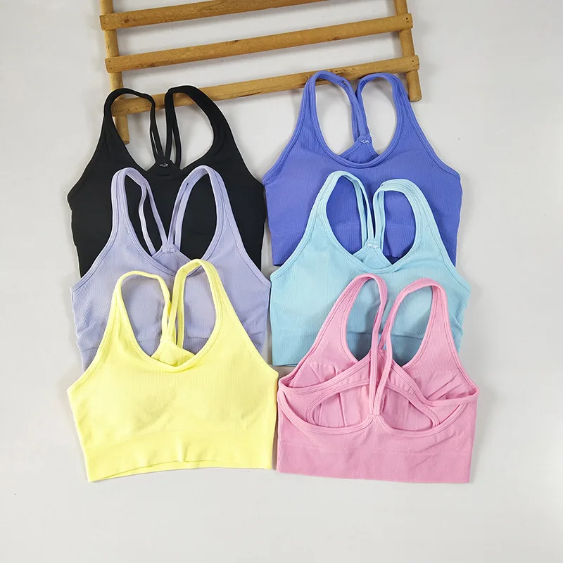 

Женский противоударный дышащий жилет для йоги для бега, спортивный бюстгальтер с бесшовными бретелями, цельное нижнее белье для фитнеса для йоги, бега