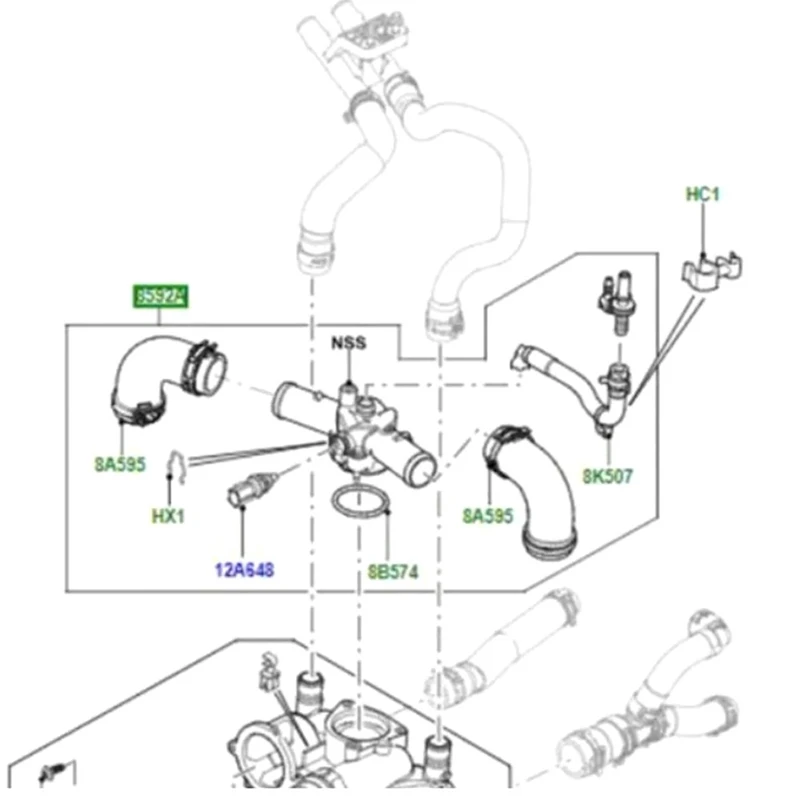 Coolant Hose For Land Rover Range Rover Administrator 2002-2012 L322 V8 Diesel 4.4 Thermostat Water Hose LR022690