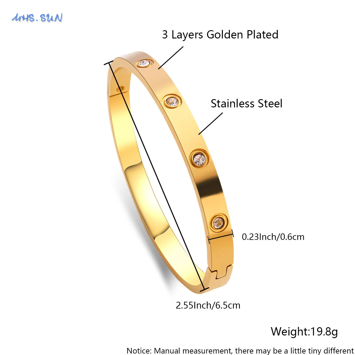 MHS.SUN Gold Plated Wide Opening Bracelets Bangles Zircon Roman Numeral Stainless Steel For Women Men Tree Of Life Jewelry