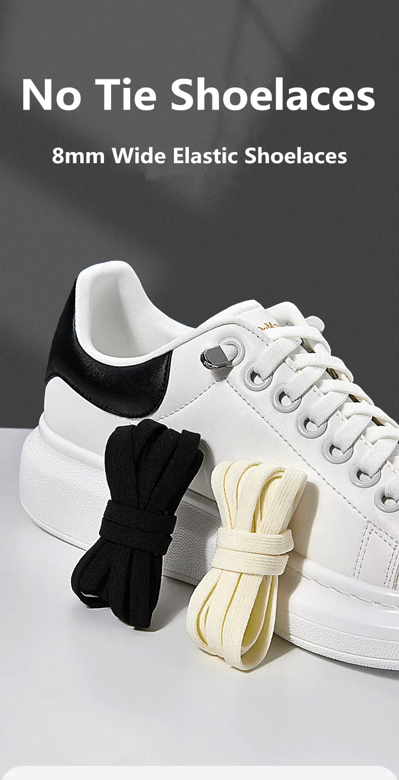 Kein Binden von Schnürsenkeln, elastische Schnürsenkel für Sneaker, flache Schnürsenkel ohne Binden für Kinder und Erwachsene, schnelle Schuhbänder aus Gummi für Schuhe. – Detail 1