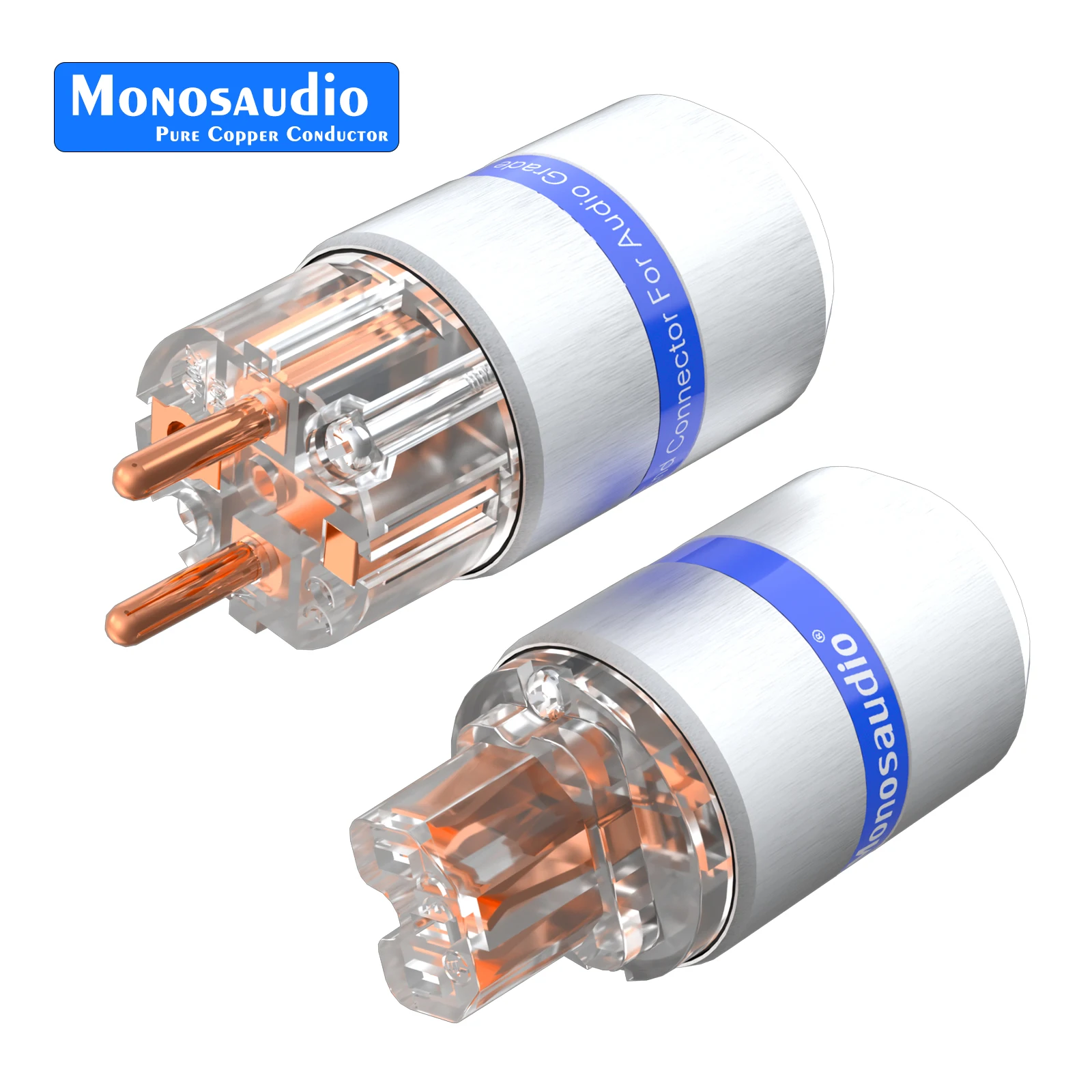 Monosaudio E107/F107 Netzstecker aus reinem Kupfer, EU-Schuko-Netzstecker + IEC-Buchsenstecker – Detail 2