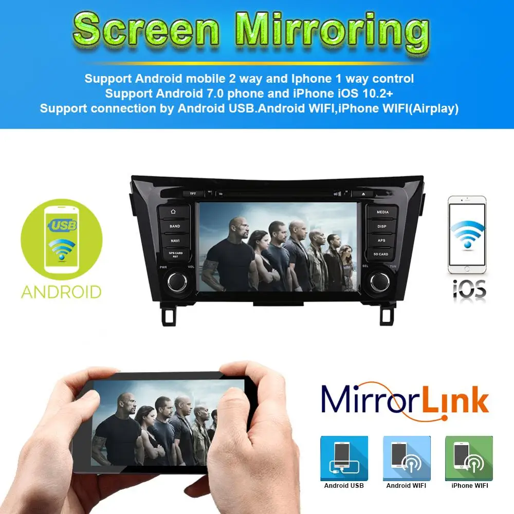 2 Din Android Auto Radio Stereo For Nissan X-TRAIL/Qashqai/Dualis/Rouge 2013- Car GPS Navigation Multimedia DVD Player