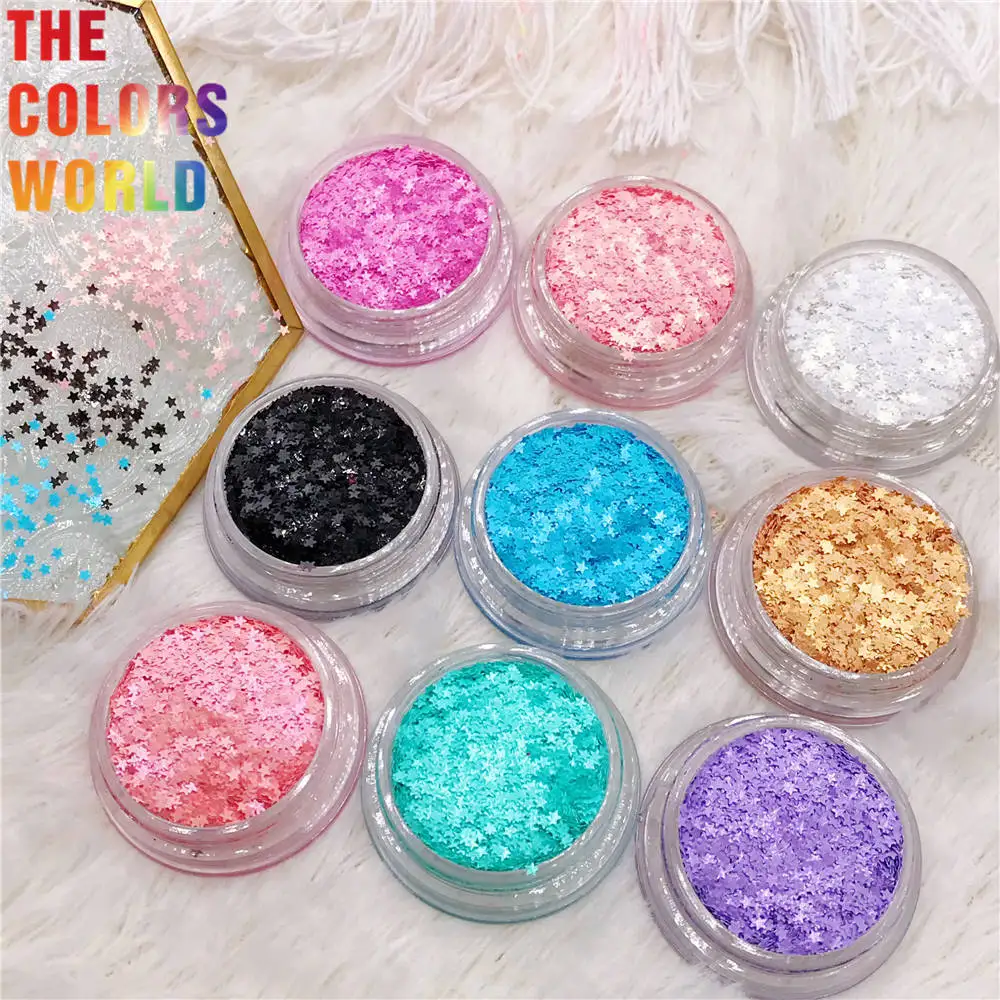 TCT-758  Star Nails And Hair Glitter Solvent Resistant Shapes Glitter Sequins Makeup PET Paillettes For wedding Confetti DIY