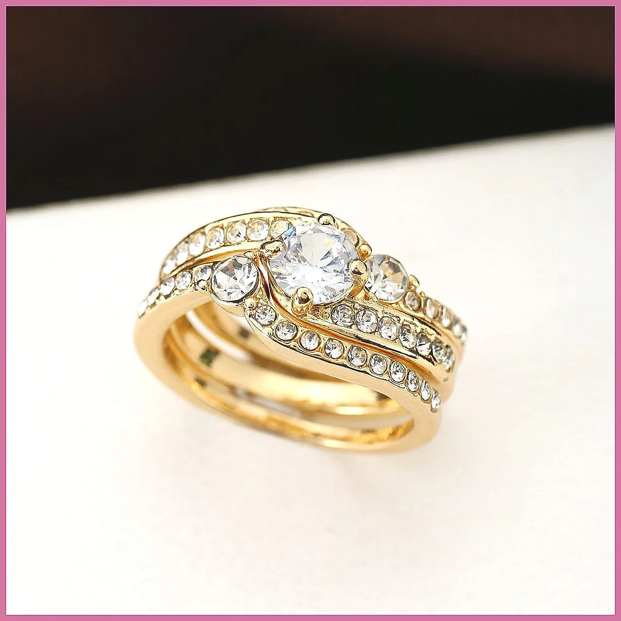 Fashion Stackable Rings for Women, Gold Irregular Zircon Rings, Trendy Minimalist Statement Rings Gift