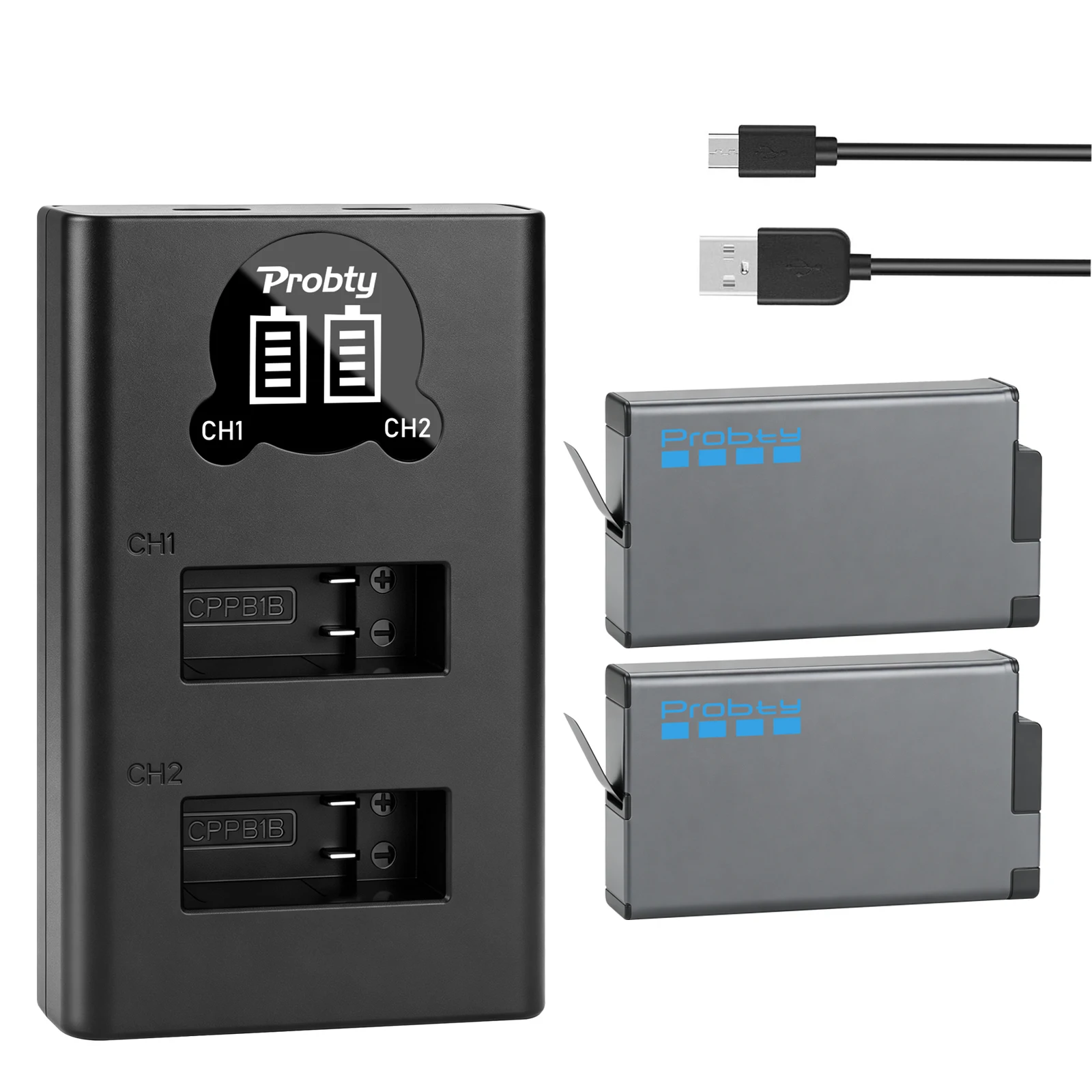 2280mAh Akku für GoPro MAX2 + LCD-Doppelladegerät für GoPro Max 2 Action-Kamera-Akkus Zubehör
