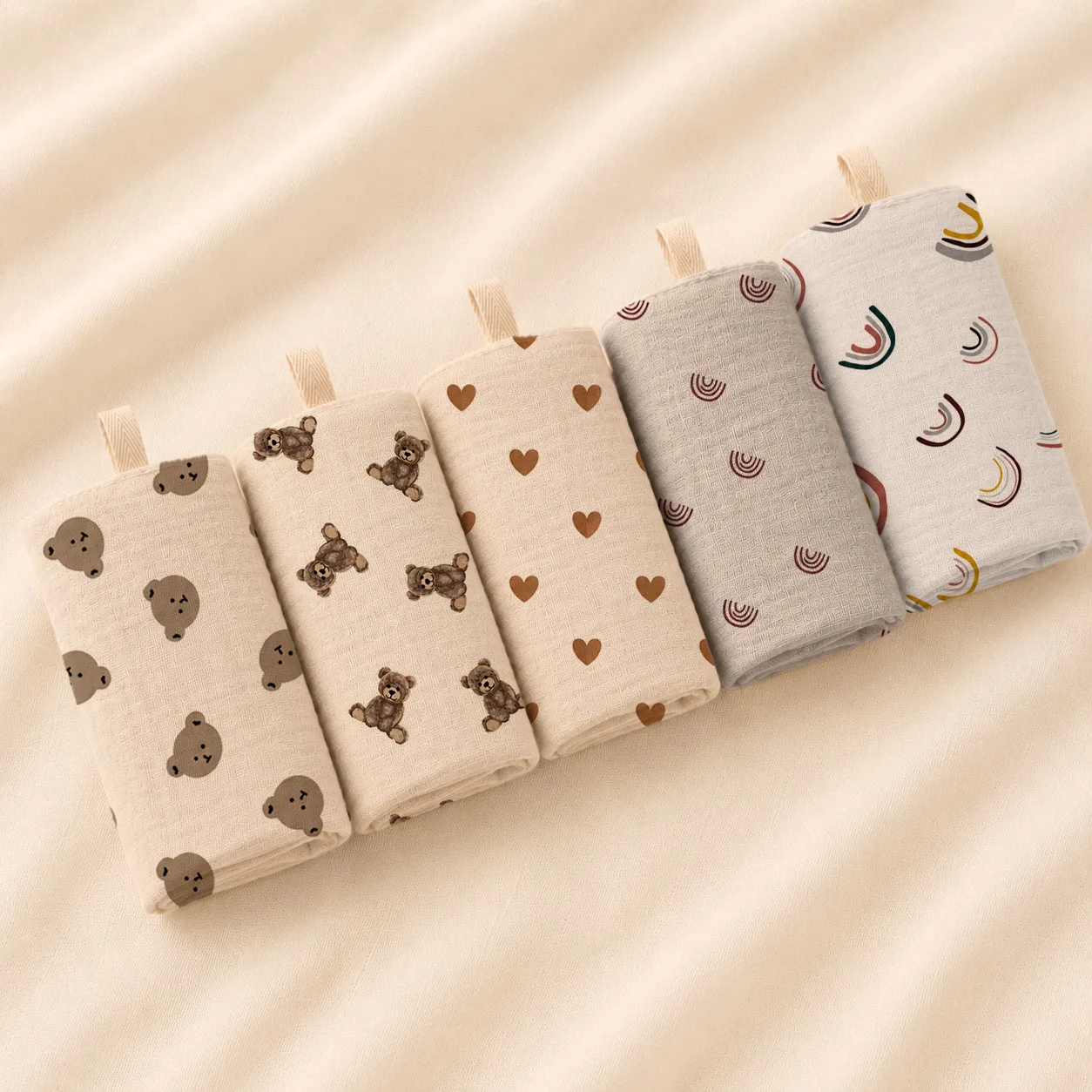 5PCS Soft Double Layer Baby Bibs Towels for Boys And Girls Suitable for Newborn Feeding Teething And Face Cleaning