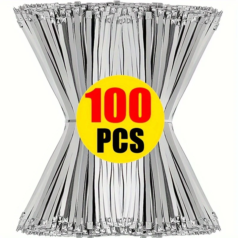 304 Stainless Steel Cable Ties Self Locking Metal Zip Ties Anti-Corrosion Wear Resistant for Wire Cable Packing Bundling