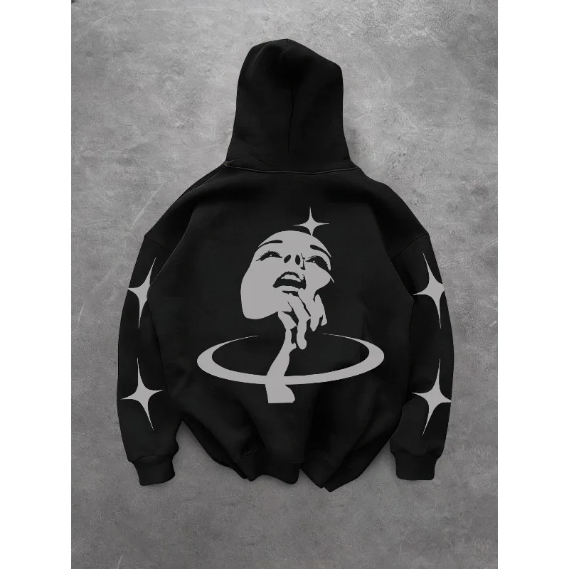Cyberpunk Abstract Face Women's Hoodie Autumn/Winter New Casual Unisex Hoodie