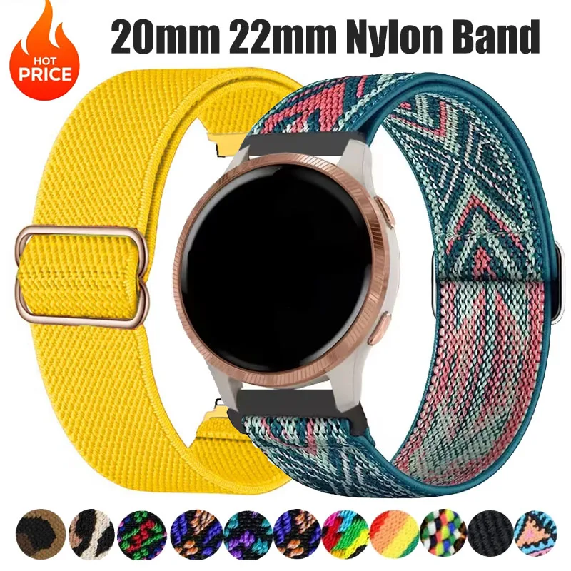 20mm 22mm Nylon Strap For Garmin Vivoactive 6 5 Venu 4 3 2 45mm/Forerunner 55 165 158 245 255 265 645 970 745 570 Braided Loop