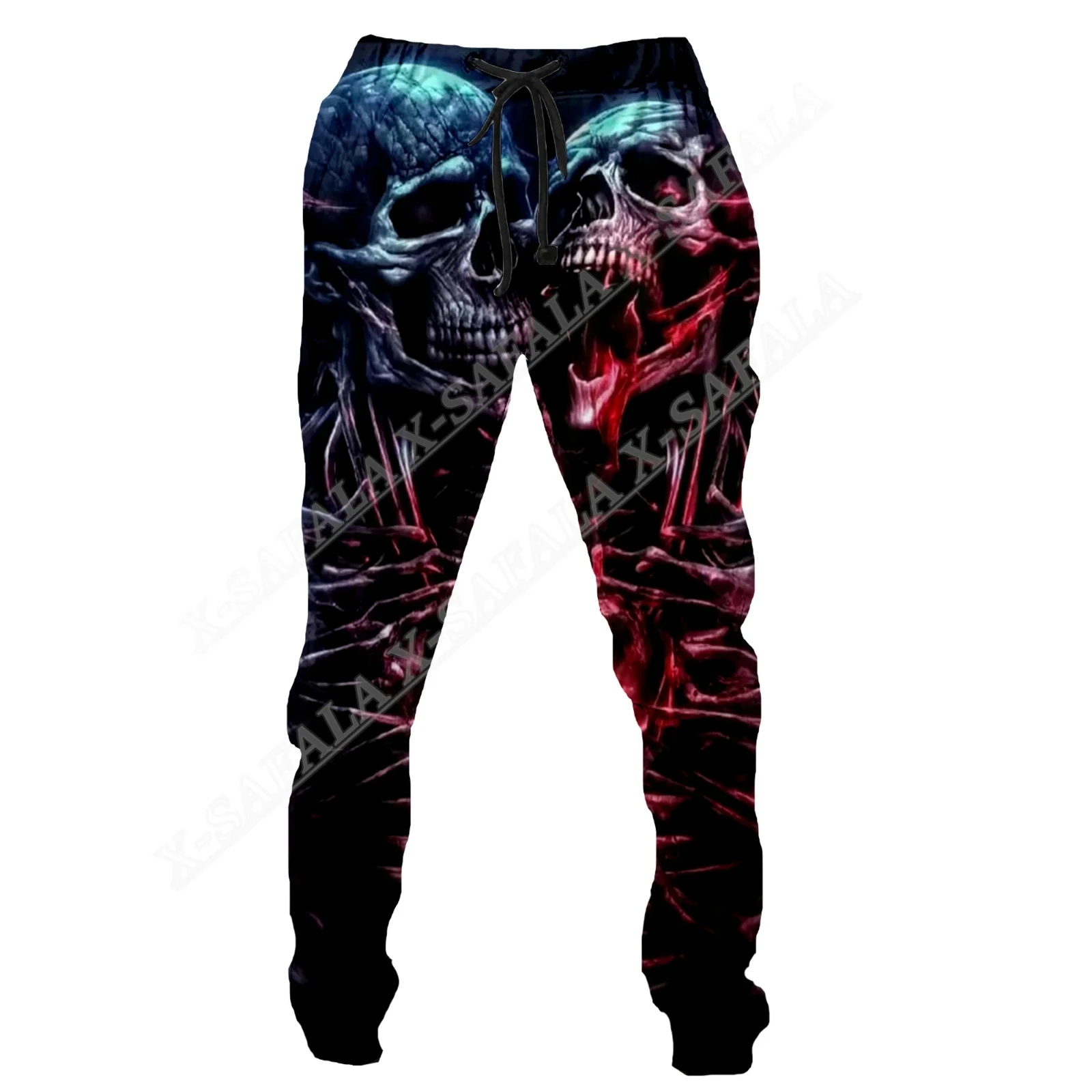 Skull Long Pants Men Sweatpants Dark Rose 3D Print Drawstring Joggers Streetwear Spring Autumn Sports Trousers for man clothing