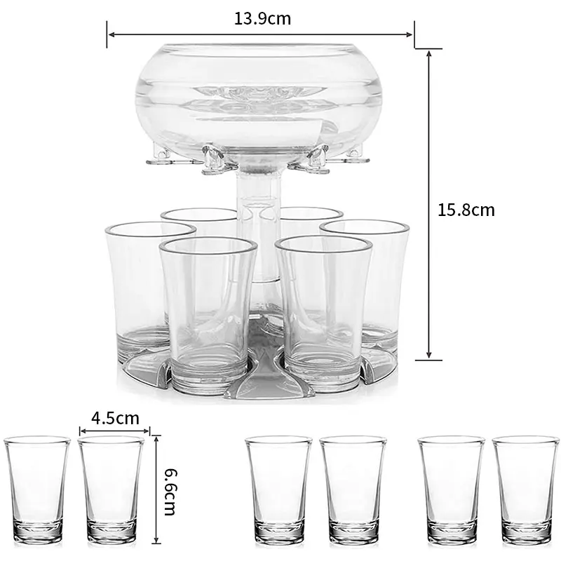 6 Shot Glass Dispenser and Holder Multiple Shot Pourer with Stopper for Cocktail Wine Party Drink Dispenser for Filling Liquids