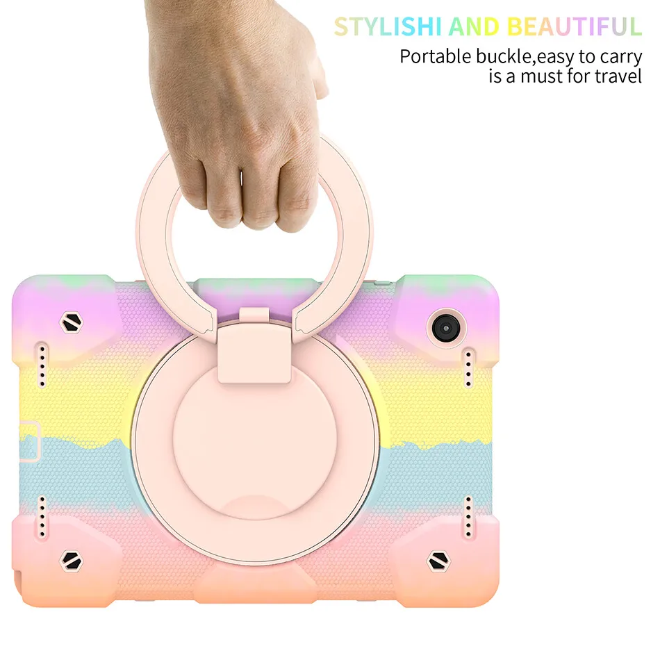 Coque en Silicone pour Samsung Galaxy Tab A8 10.5 X205 X200, étui résistant aux chocs pour enfants avec poignée et sangle, couleur bonbon