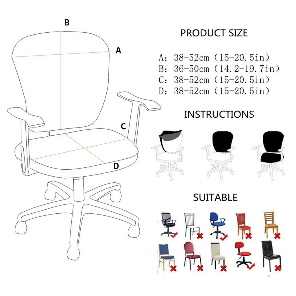 Removable Slipcover Split Style Armchair Slipcover Seat Cover Anti-Dust for Computer Chair
