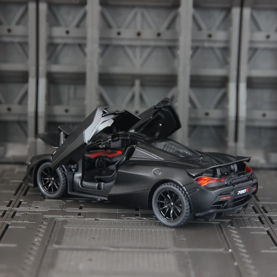 1:32 720s carro esportivo liga modelo de carro ornamentos portas podem abrir crianças acústica-óptica pull-back carro de brinquedo fino acabamento