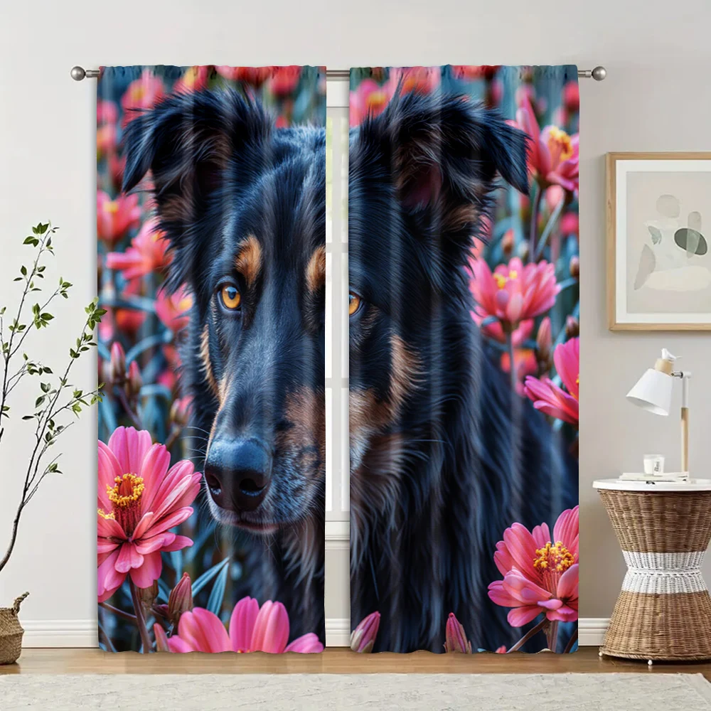 

2 pcs, filtering curtains (excluding rods, non-movable, without batteries) Dog for use in bedrooms and living rooms