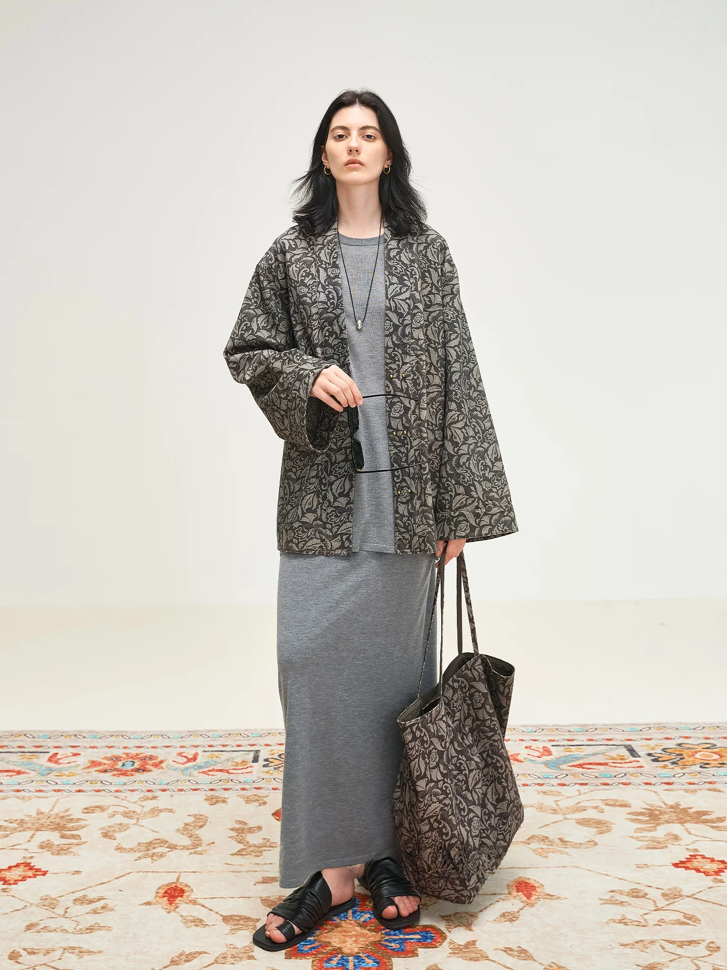 

Dongeng Rose Gold Plated Bronze Bule Anisophyllea Print 3D Outer ape Original Cotton Jaet Women's Casual Wear