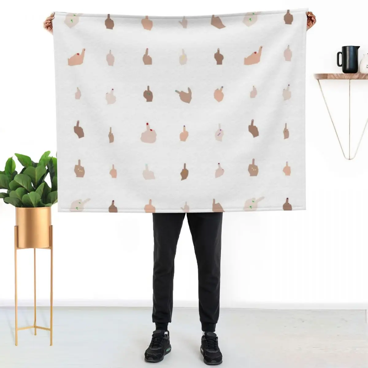 Middle Fingers With Colored Nails Throw Blanket Spring Fall Cozy Throw Blanket for Couch