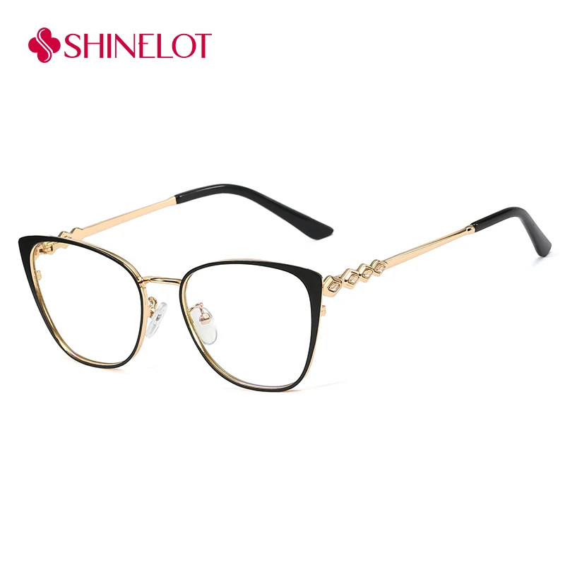 

95667 Trending Female Glasses Light Luxury Eye Protection Eyeglasses Fashion Design Blue Light Blocking Cat Eye Optical Eyewear