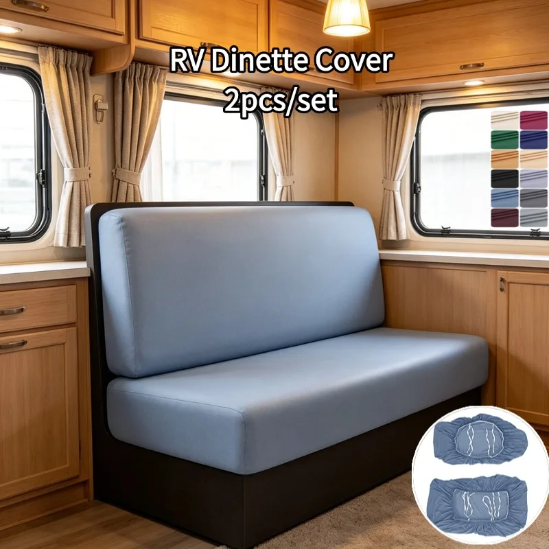 2pcs/set Spandex RV Dinette Cushions Covers Stretch Camper Car Seat Covers Adjustable Dining Bench Seat Covers Backrest Decor