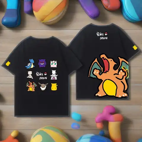 The Latest Men's Cotton T-shirt Fashion Kid Short Sleeved Women Tops High Quality Pokémon Printing Design Kids T Shirts