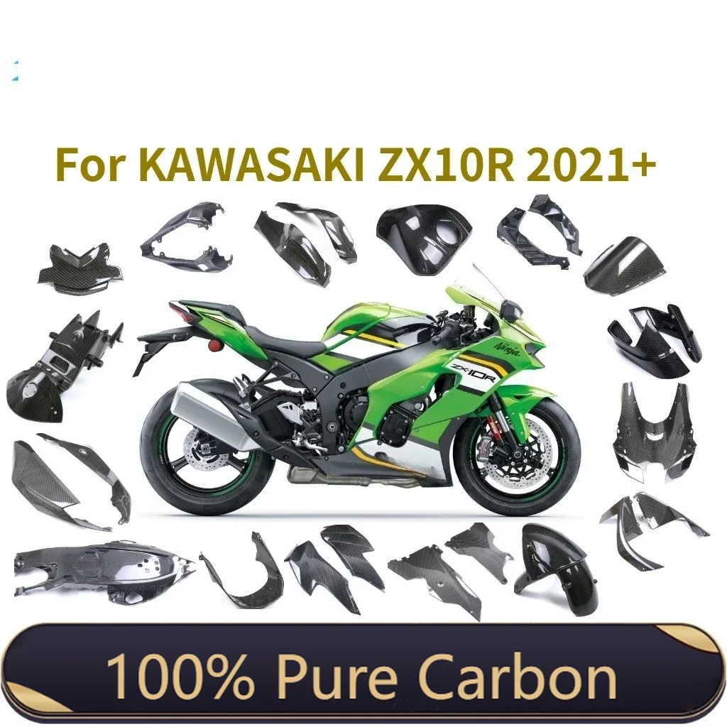For Kawasaki  ZX10R 2021 2022 2023 2024 2025 2026 3K Pure Dry 100% Carbon Fiber Motorcycle Body Fairings Kit Full Set