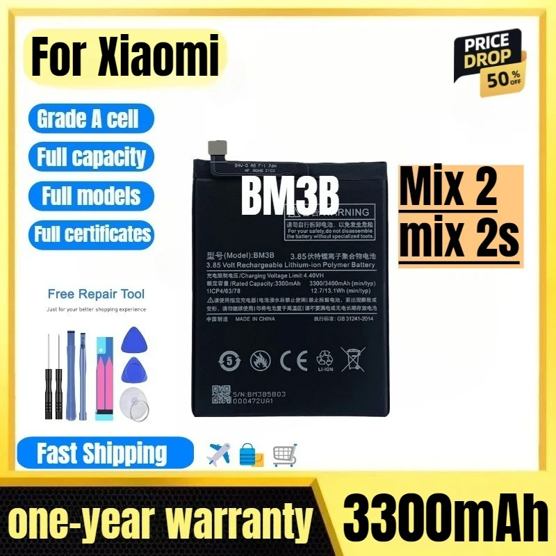 BM3B for Xiaomi Mix 2/mix 2s Mobile Phone Battery High Quality High Capacity Battery Replacement Bateria Grade A Cell with Tools
