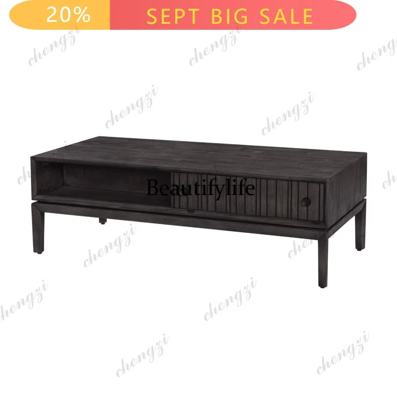 B178 Imported solid wood coffee table TV cabinet combination, antique light luxury living room storage locker