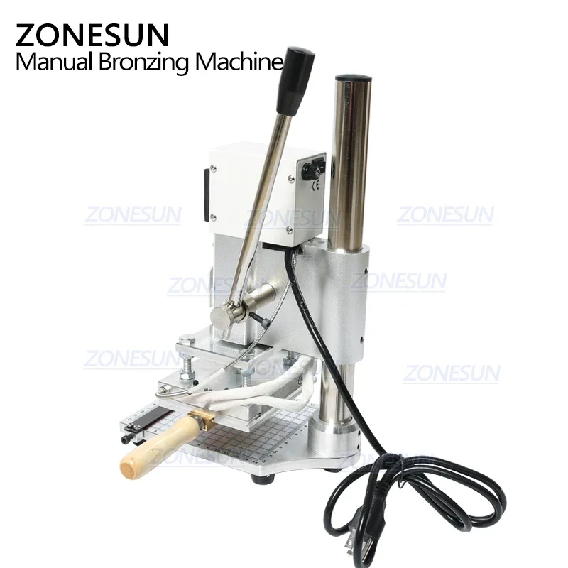 ZONESUN ZS-100 New Embossing Manual Leather Paper Wood Machine With Measure Line Letters Hot Foil Stamping Machine