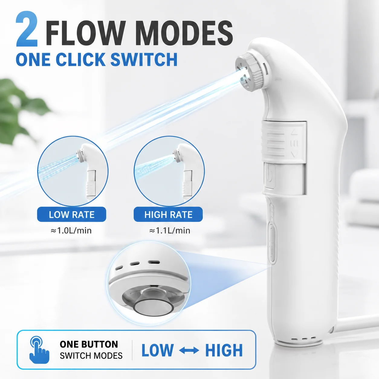 1600mAh Electric Portable Bidet Handheld Shattaf USB Rechargeable Toilet Shower Sprayer with 10L Foldable Bucket for Camping RV
