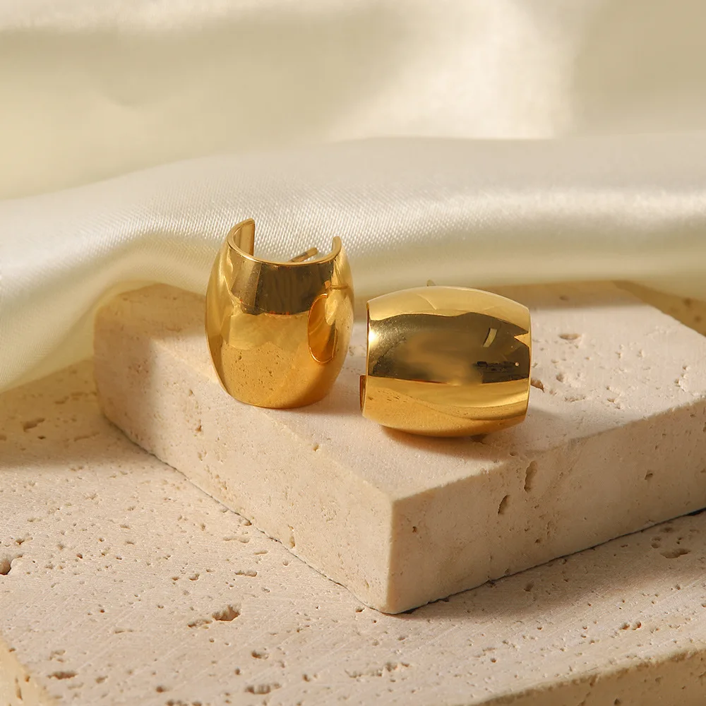 Stainless Steel PVD 18K Gold Plated Tarnish Tube Shape Hoop Earrings For Woman Jewelry Wholesale Summer Trendy