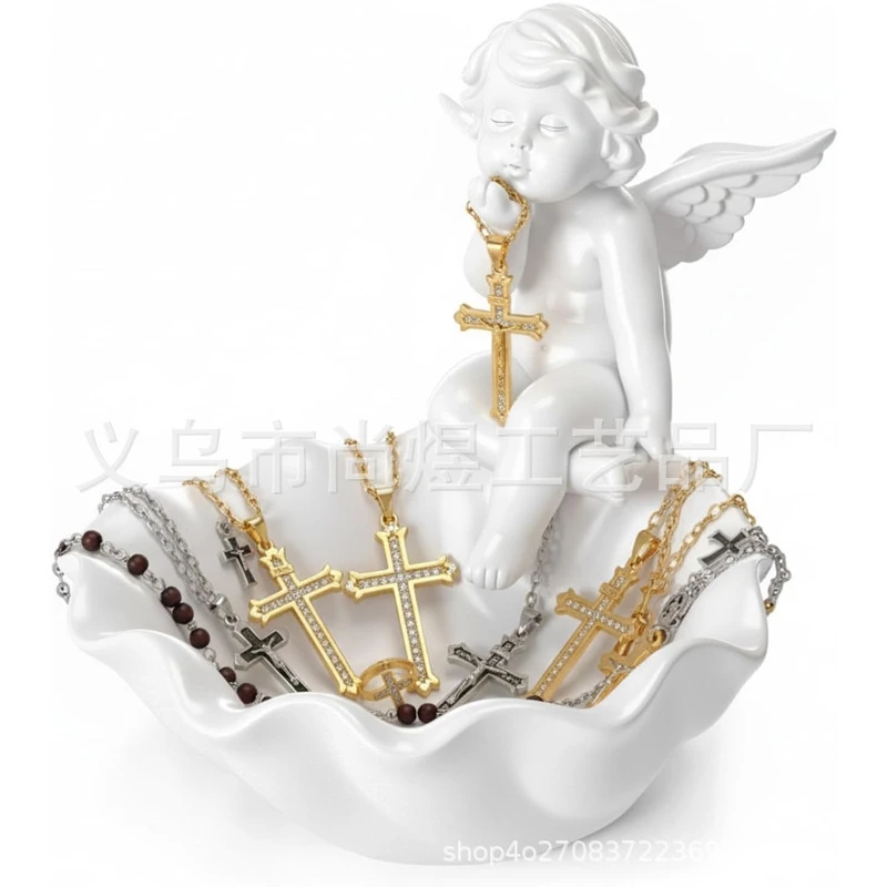 Jewelry Storage Box Angel Motif Decorative Organizer For Women And Teens Living Room Table Centerpiece Christmas Birthday Gift
