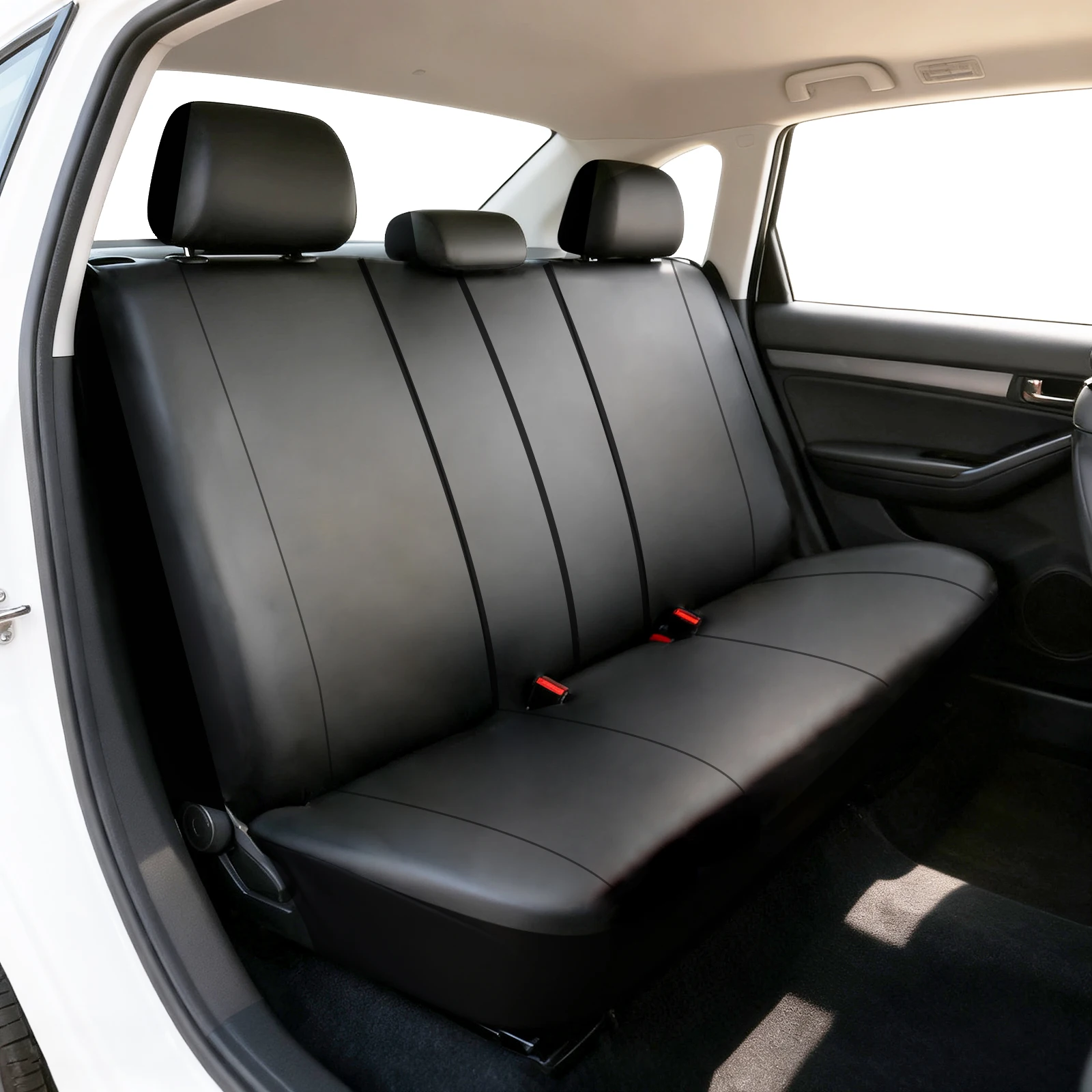 AUTOKING Universal Leather Rear Seat Covers Black Fit for Most Car SUV Truck Van Car Accessories Interior