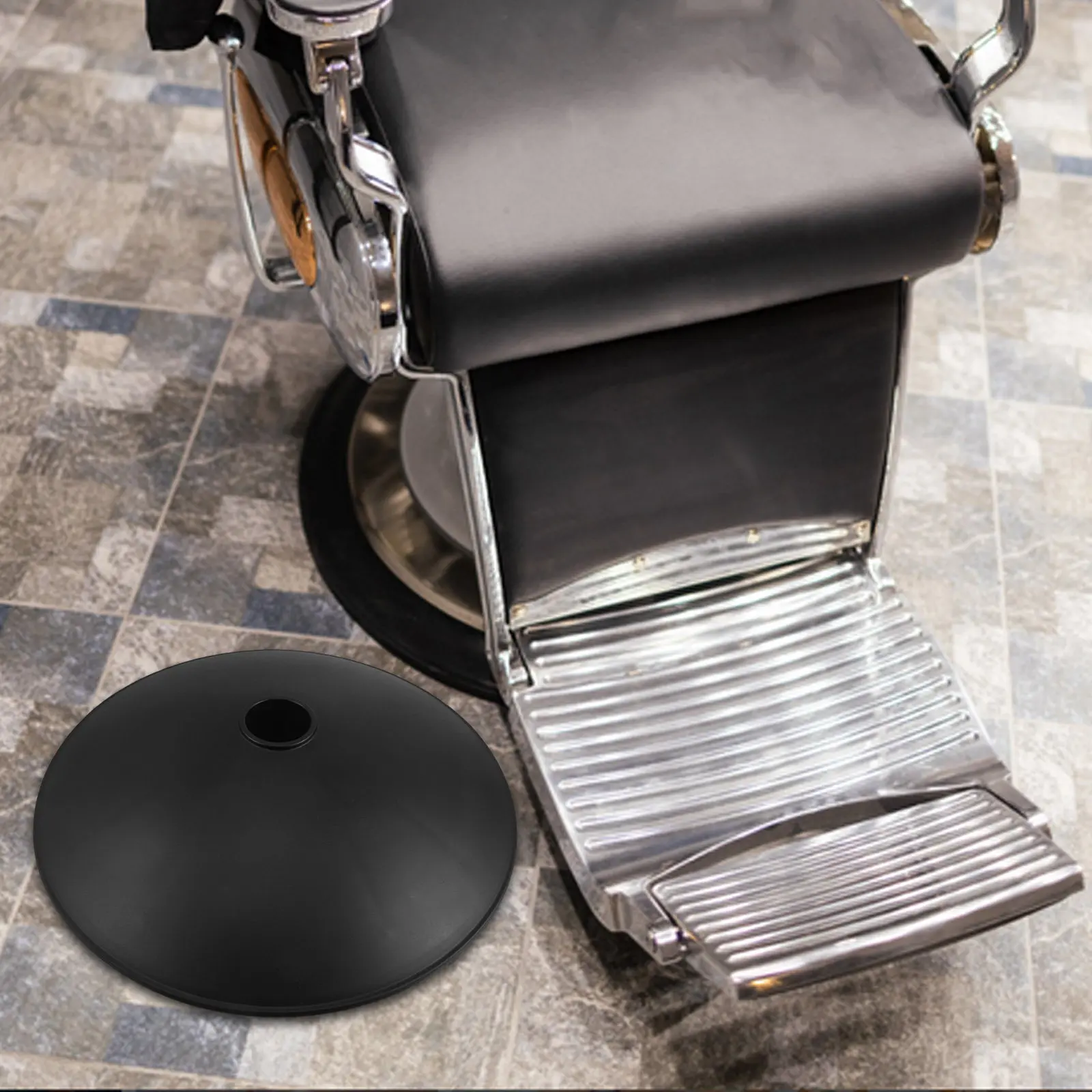 Black Round Plastic Swivel Chair Base 15.75in 5Cm Central Hole Barber Chair Replacement Parts Base for Salon Barber Chairs Parts