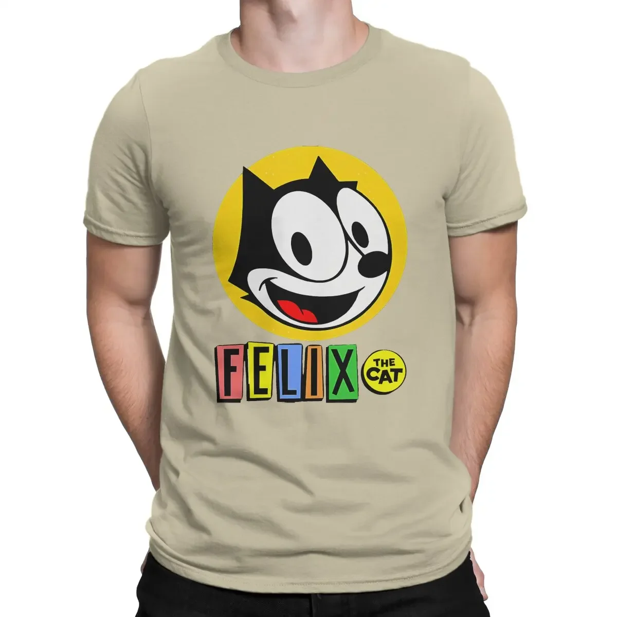 Cheavyweight streetwear FaN Men Pure Cotton Amazing T-Shirts O Neck F-Felix The Cat Cartoon Tees Short Sleeve Tops Printing