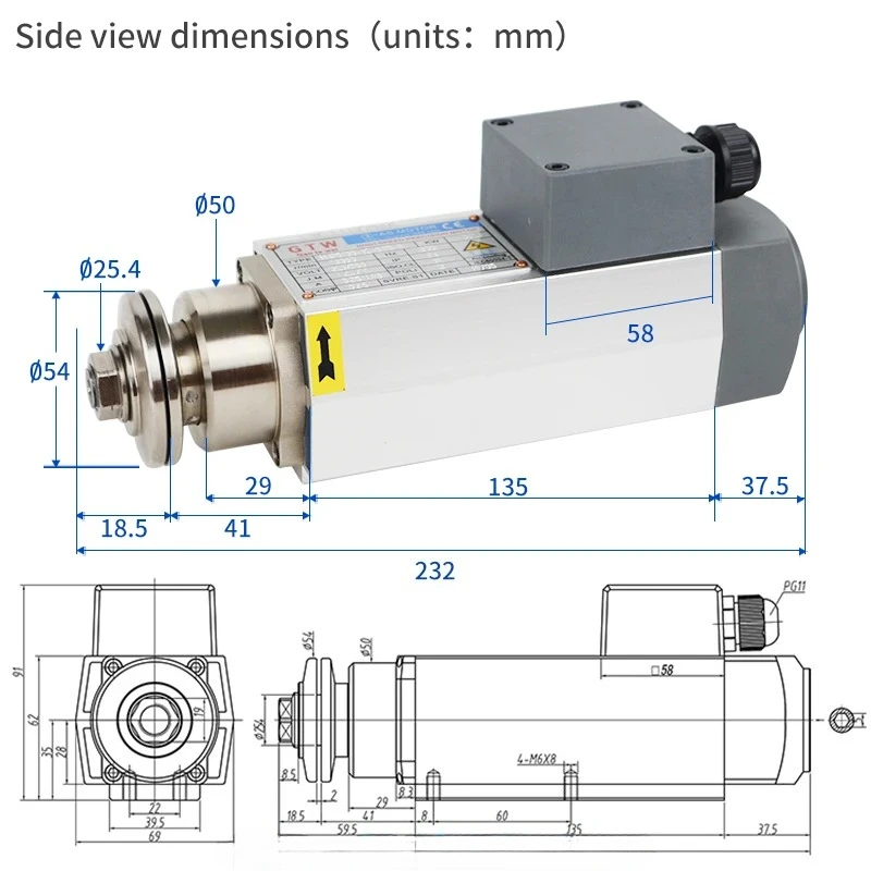 12000rpm Electric Machine Tool Spindle for CncHigh Speed Precision