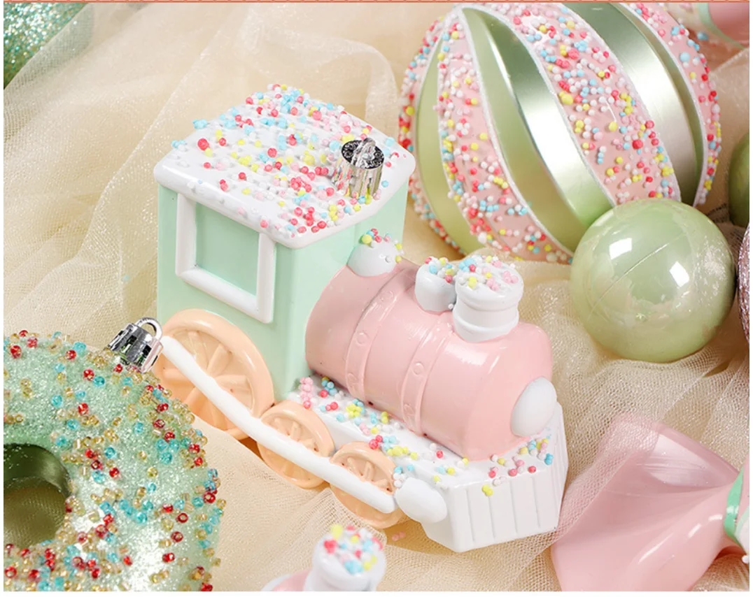 

Christmas Tree ornaments balls sweets trains cake Multicolor Decorations Christmas Tree Ornaments Set for Home Party Xmas Drop