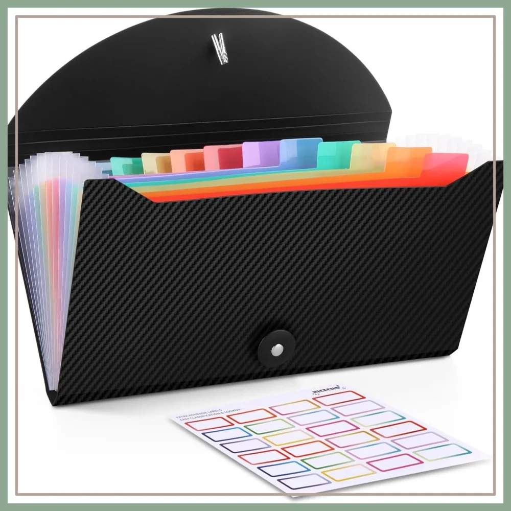 

13 Pocket Accordion File Organizer for Receipts, Cards, Bills, Coupons - 10.2x5.1 Inches