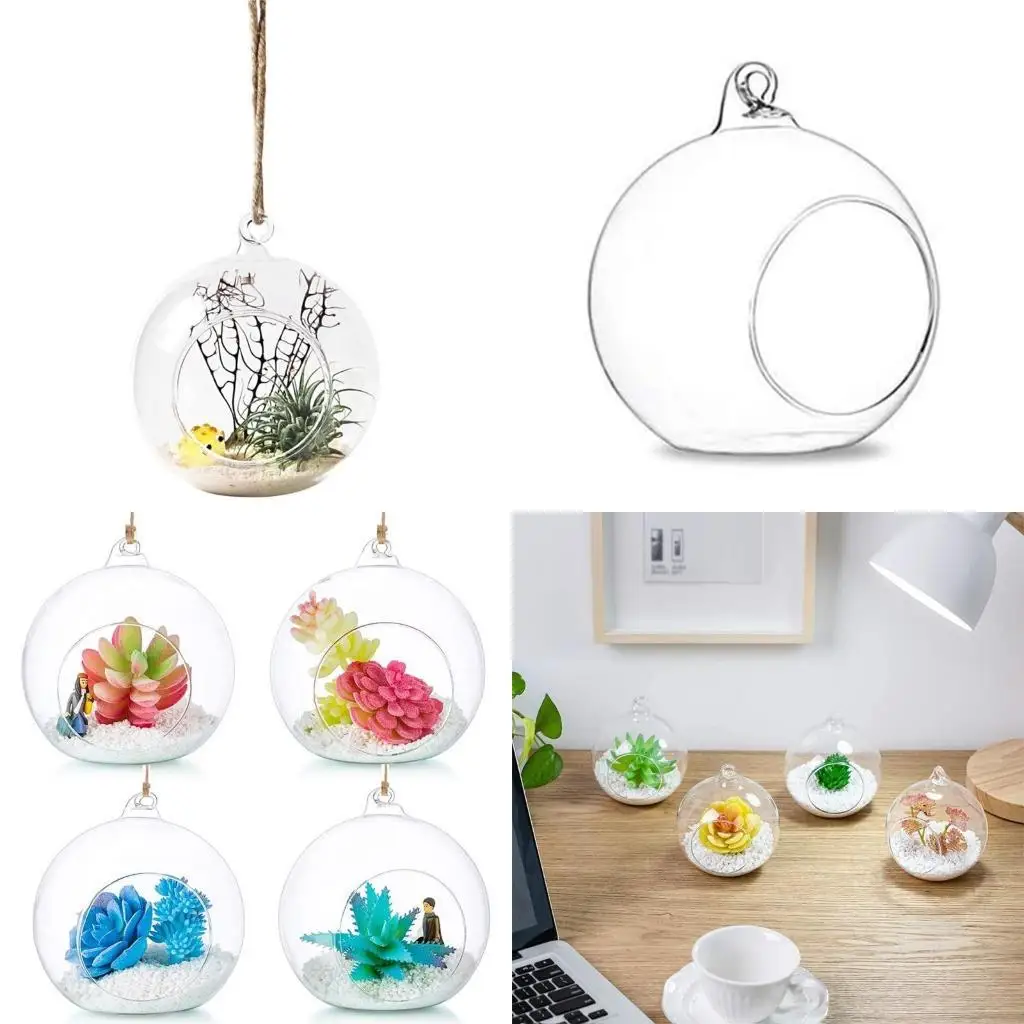 

E8BD Hanging Glass Terrarium Tea Light Holder Succulents Vase Hanger for Home Wedding Party Indoor Outdoor Decor