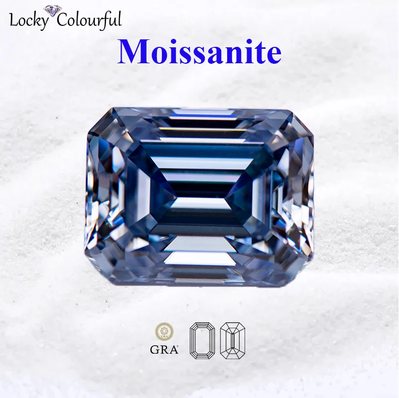 

Moissanite Emerald Cut Lavender Color VVS1 Charms Beads for DIY Jewelry Making Earrings Necklace Materials with GRA Certificate