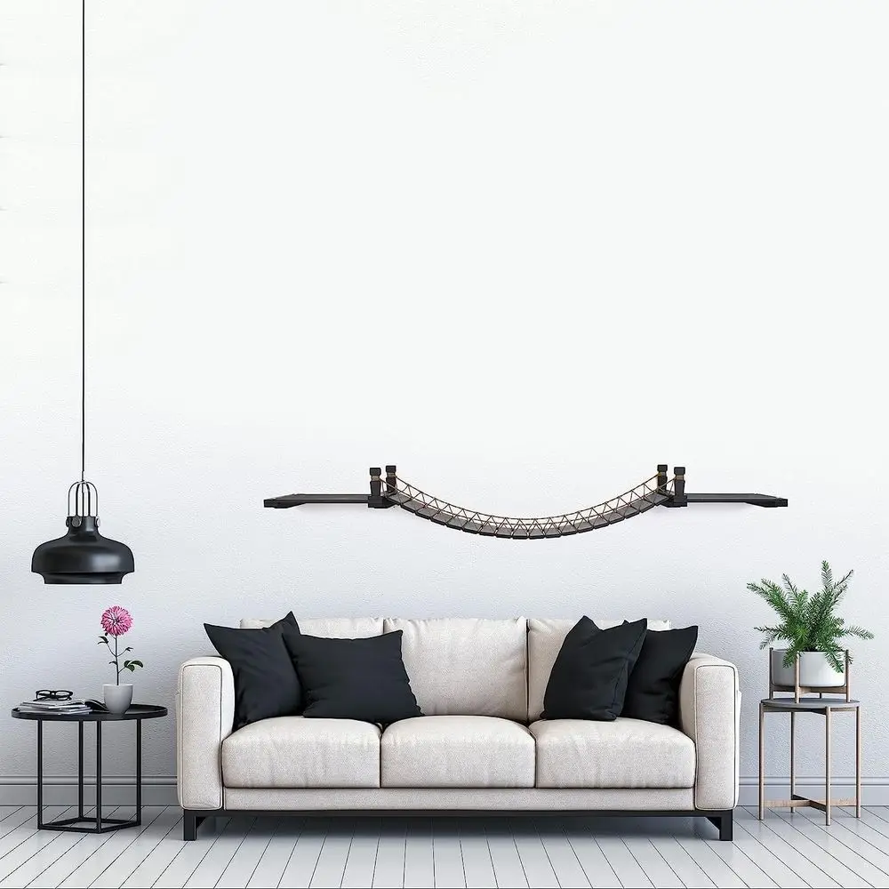 

Настенный мостик для кошек 50 English Chestnut с платформами и полками - Комплект мебели для кошек из натурального бамбука